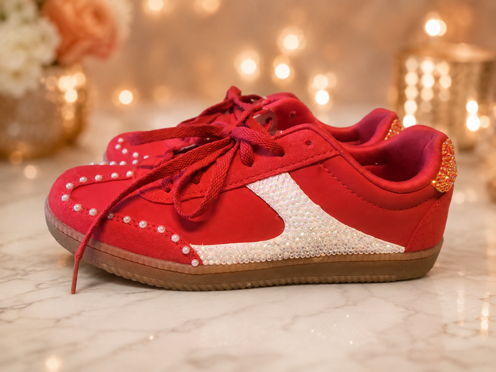 Ruby Pearl Rhinestone Sneakers
