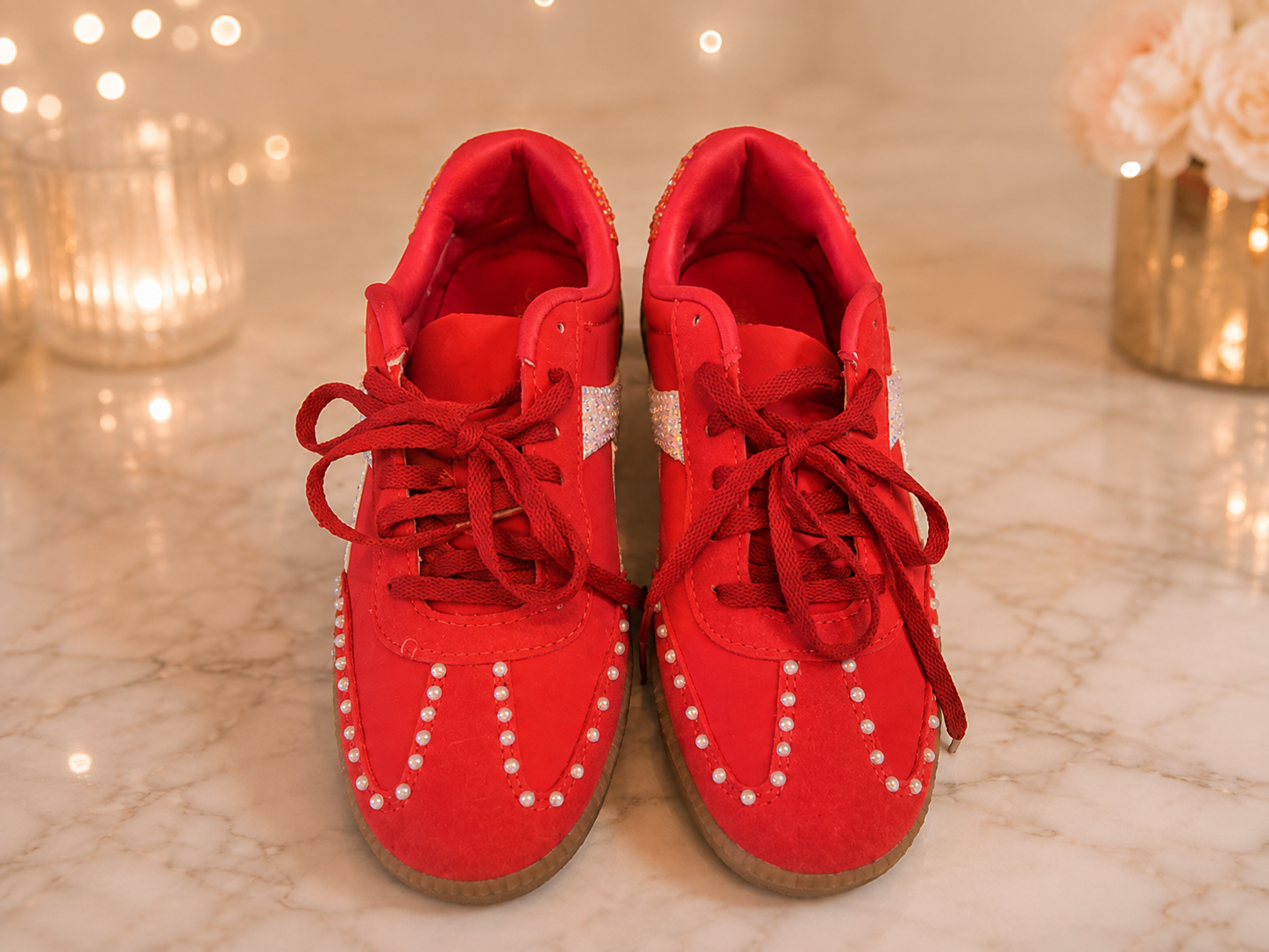 Ruby Pearl Rhinestone Sneakers