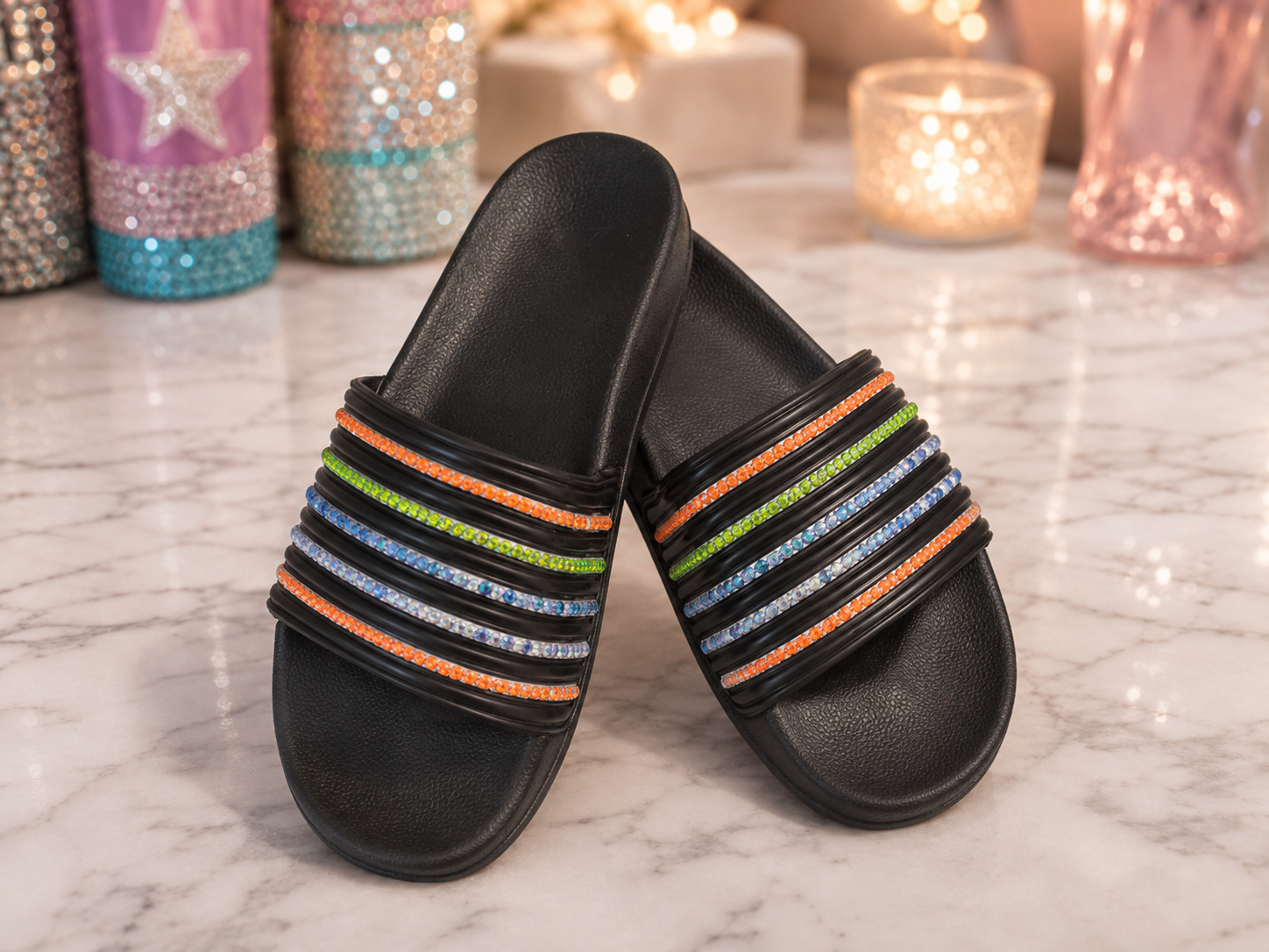Citrus Sparkle Rhinestone Slides