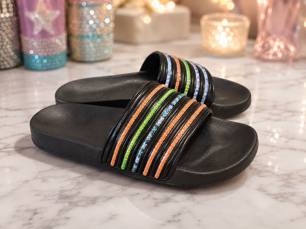 Citrus Sparkle Rhinestone Slides