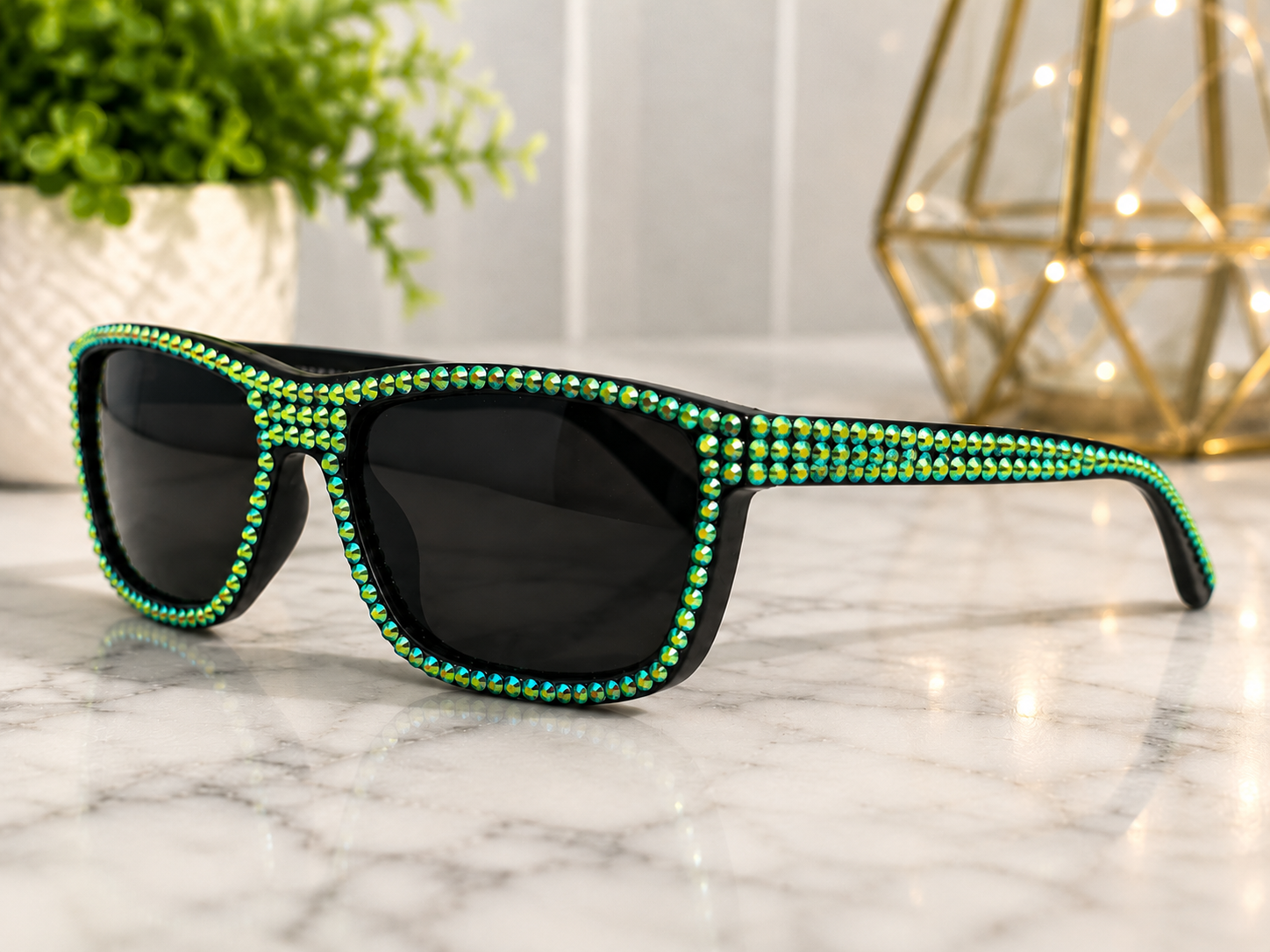 Emerald Sparkle Rhinestone Sunglasses