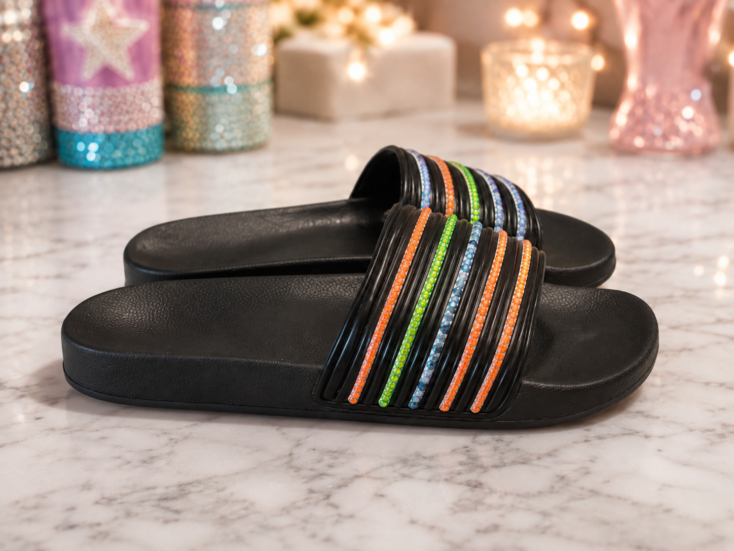 Citrus Sparkle Rhinestone Slides