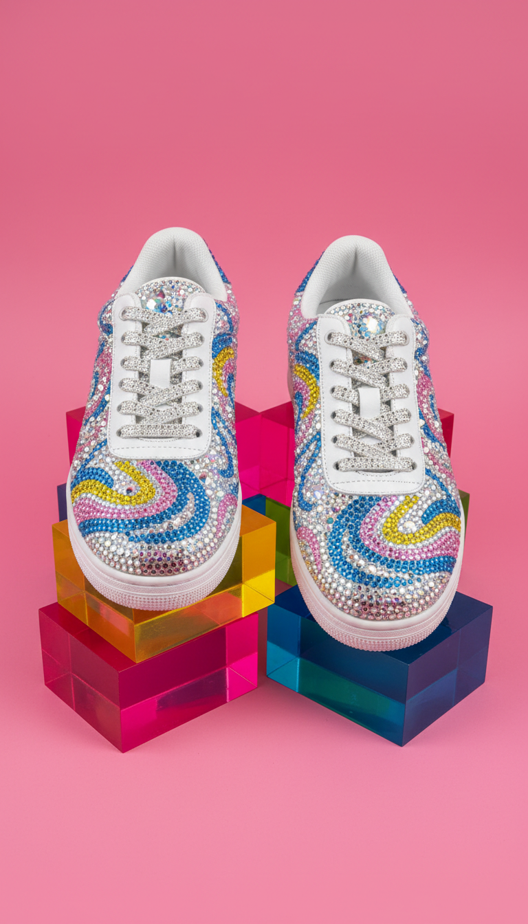 Custom Crystal-Embellished Sneakers