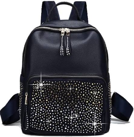 Rhinestone-Studded Black Backpack