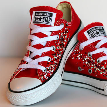 Red Rhinestone Converse Sneakers