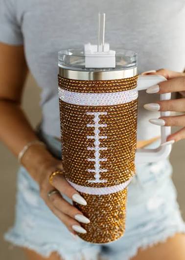 Football Rhinestone Tumbler