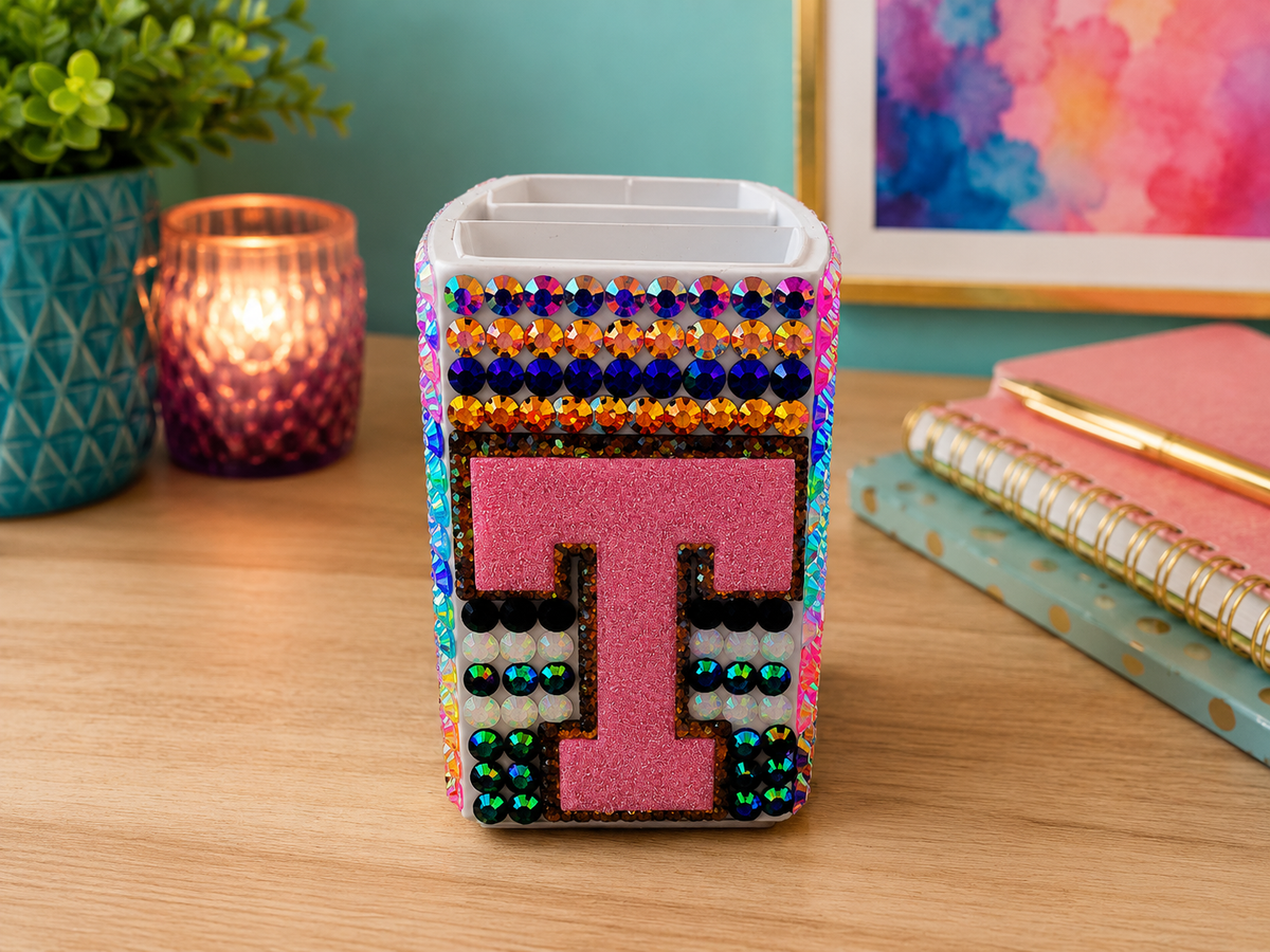 Rainbow Rhinestone Desk Organizer