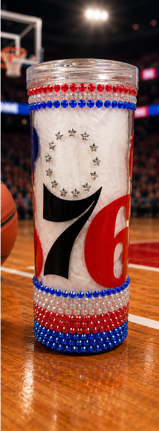 Philadelphia 76ers Inspired #23 Rhinestone Tumbler